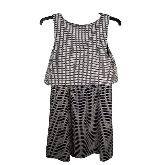 Cynthia Rowley Tank Textured Flare Black White Geometric Dress Size 14 - Picture 5 of 7